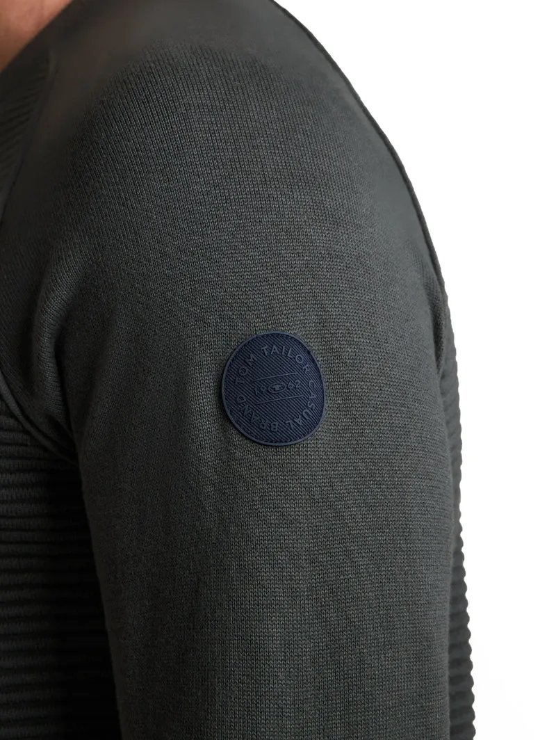 ottoman structured crew neck k, Darkest Olive