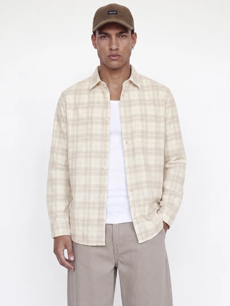 JPRBLURAY CORDUROY L/S SHIRT, Plaza Taupe/Check