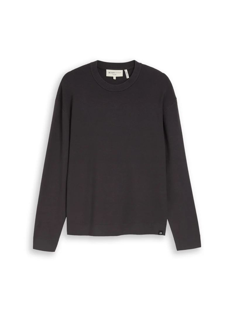 soft crew neck knit, coal grey
