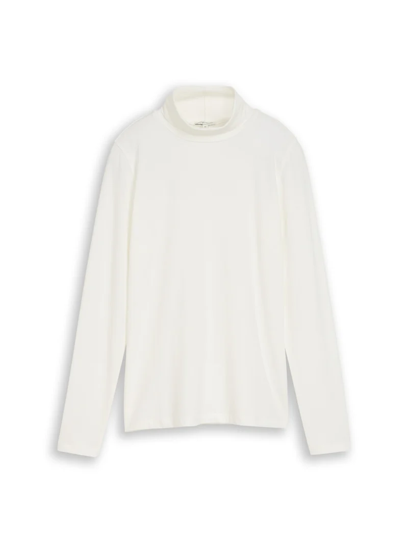 T-shirt basic roll neck, Whisper White