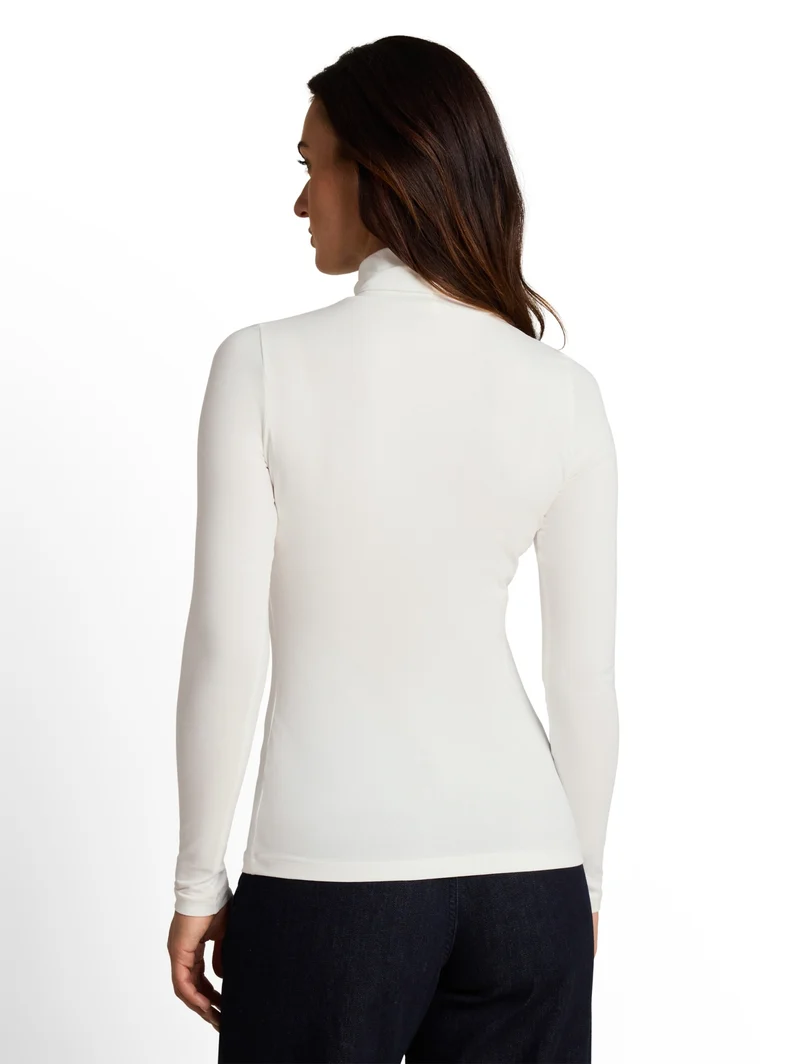 T-shirt basic roll neck, Whisper White