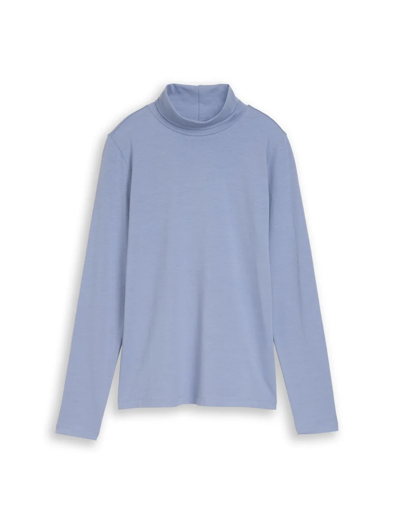 T-shirt basic roll neck, fern blue