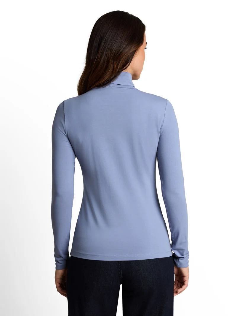 T-shirt basic roll neck, fern blue