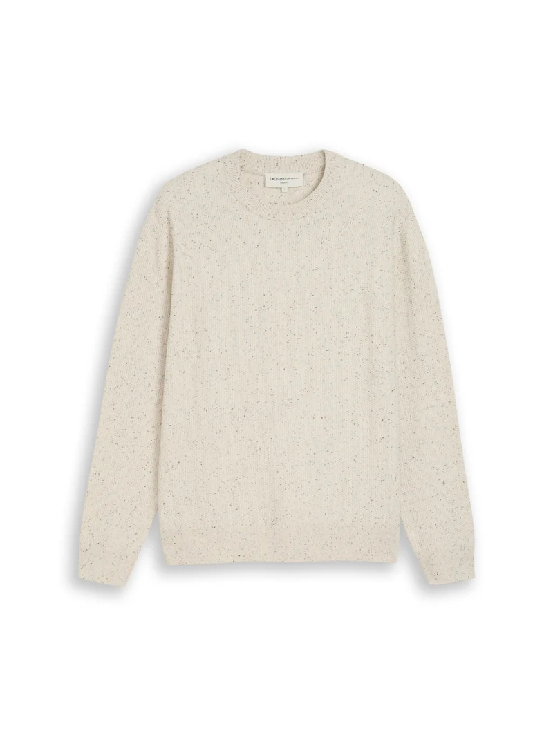 multi color nep crew neck knit, off white neps