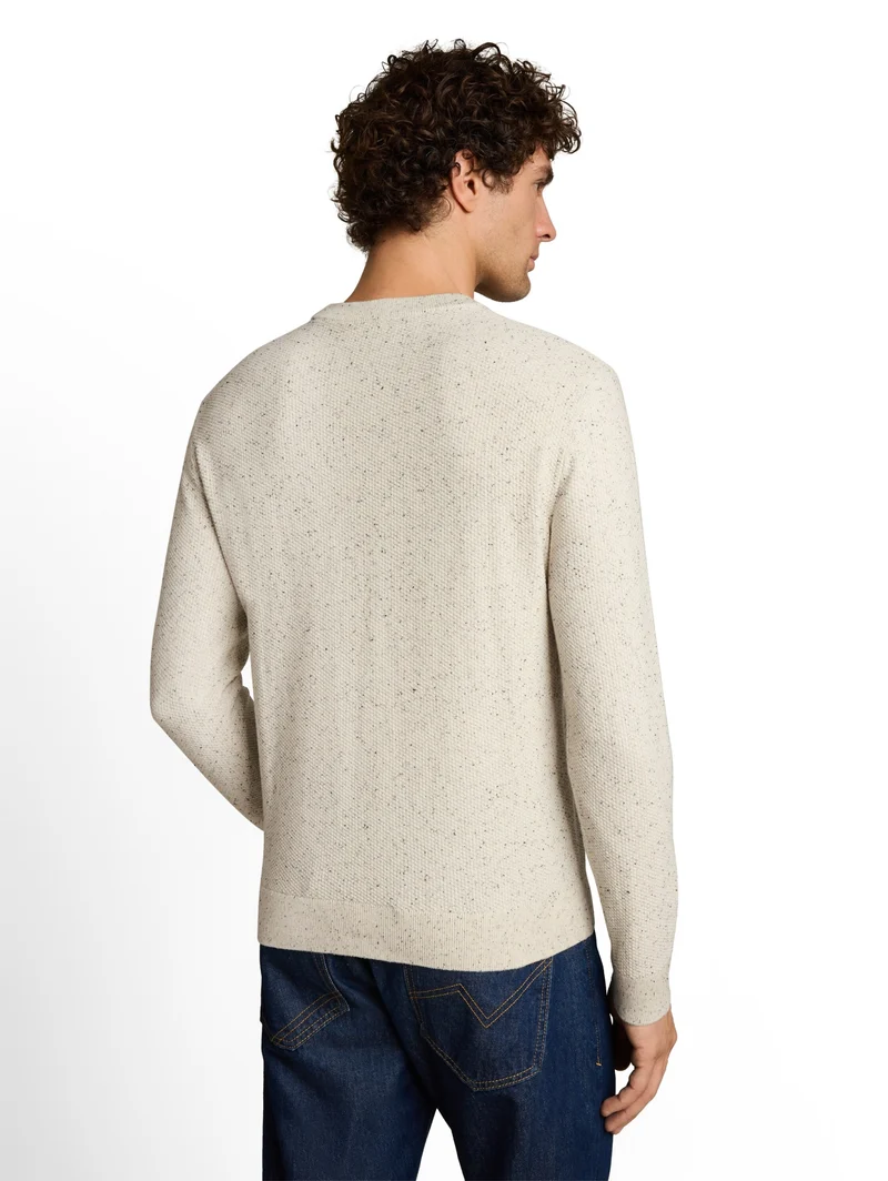 multi color nep crew neck knit, off white neps