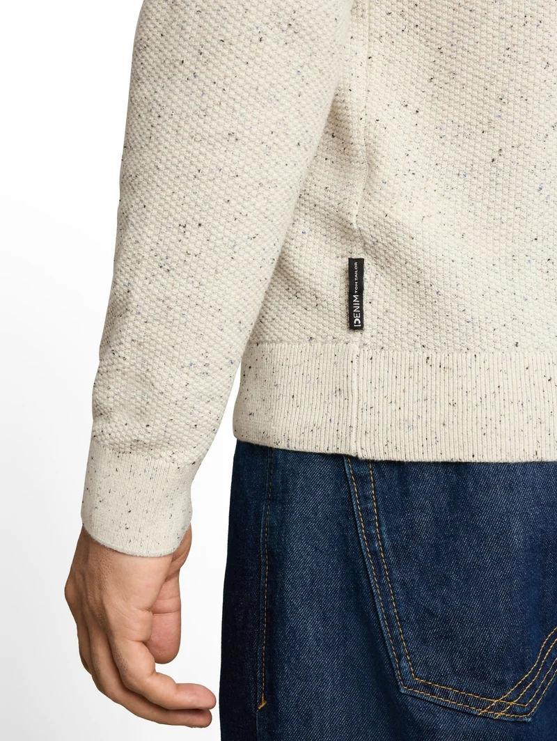 multi color nep crew neck knit, off white neps