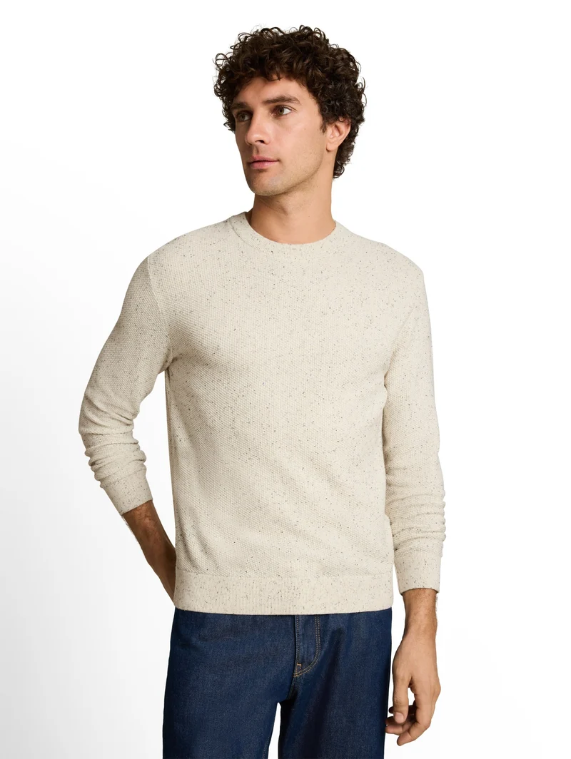 multi color nep crew neck knit, off white neps