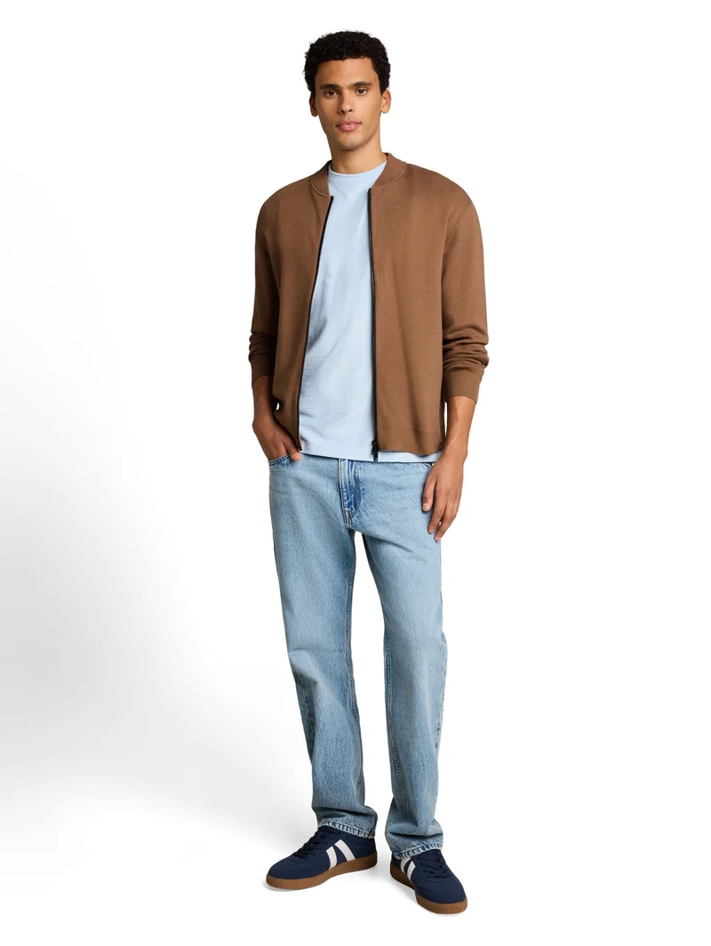 soft knitted bomber jacket, malt brown