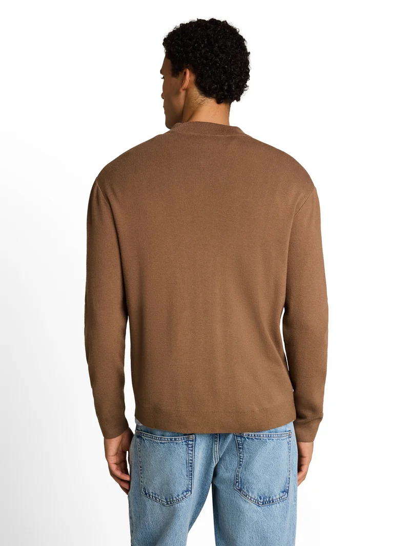 soft knitted bomber jacket, malt brown