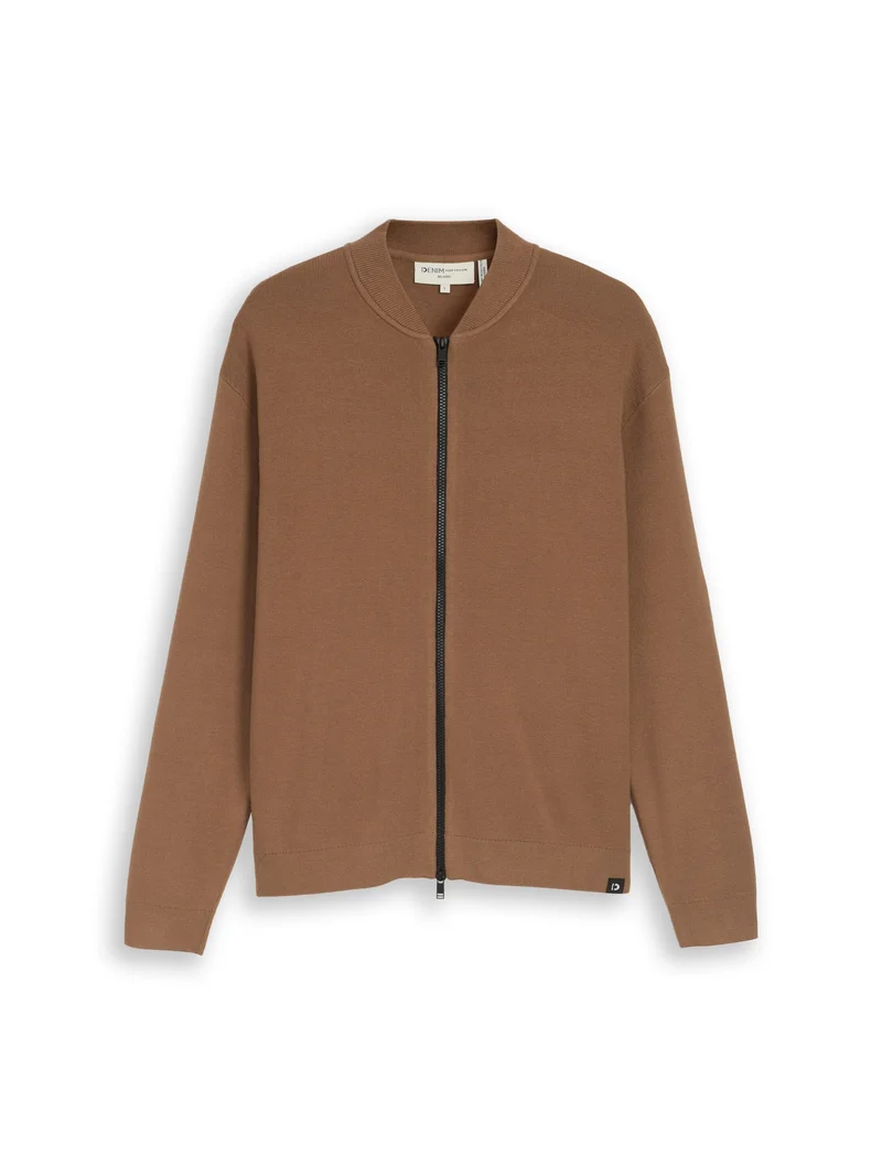 soft knitted bomber jacket, malt brown