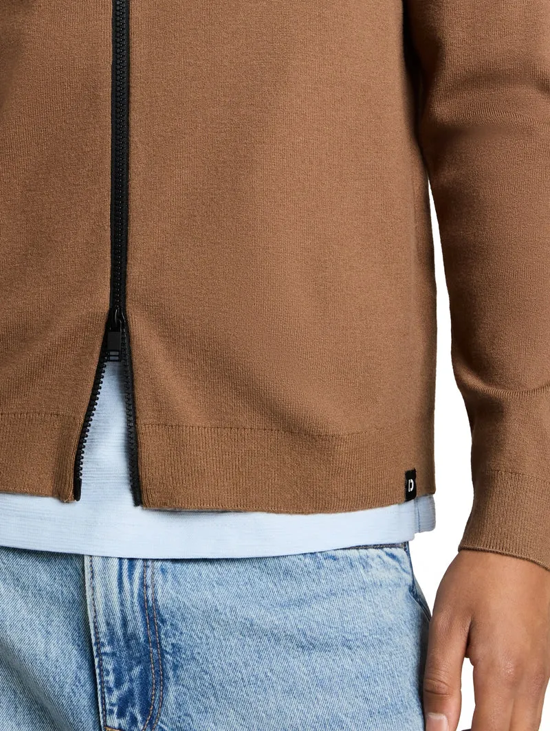 soft knitted bomber jacket, malt brown
