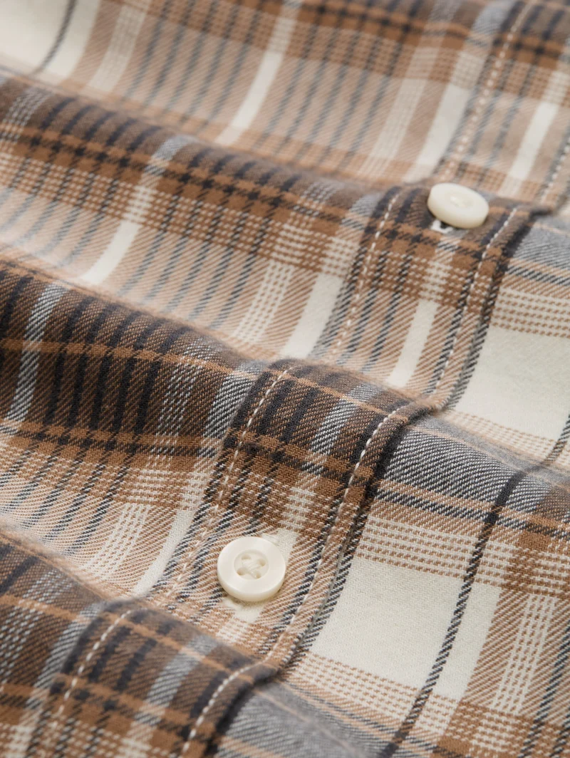 relaxed checked shirt, off white brown check