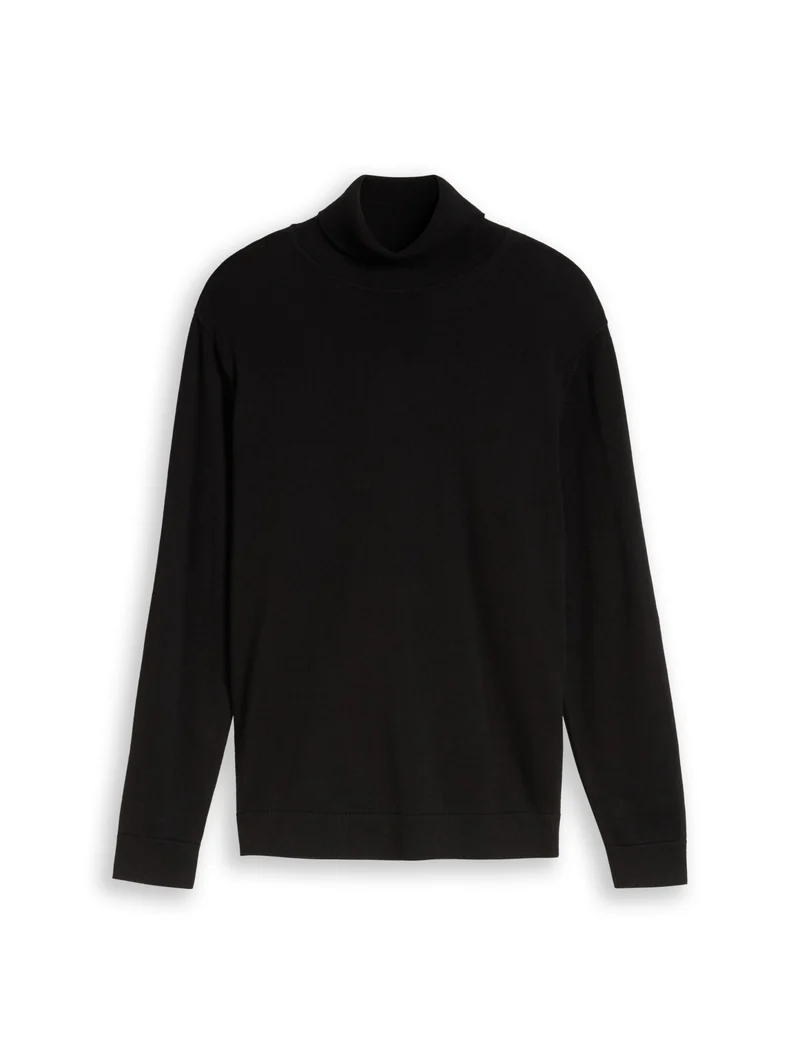 basic turtle neck knit, Black