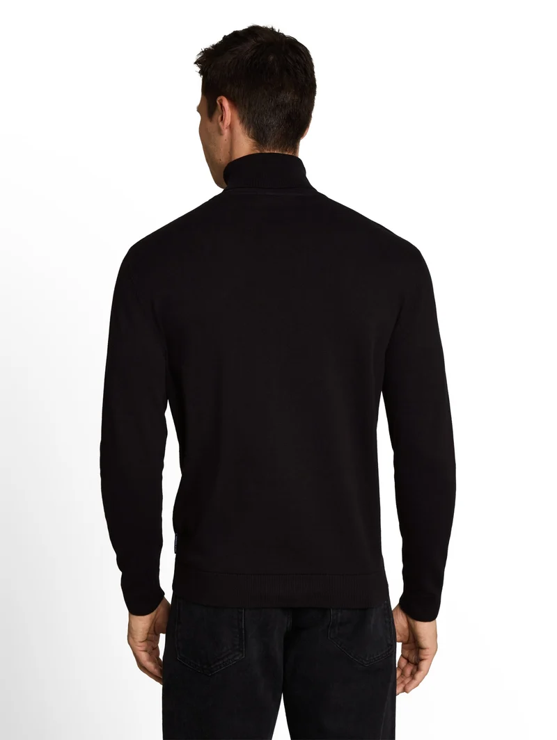 basic turtle neck knit, Black