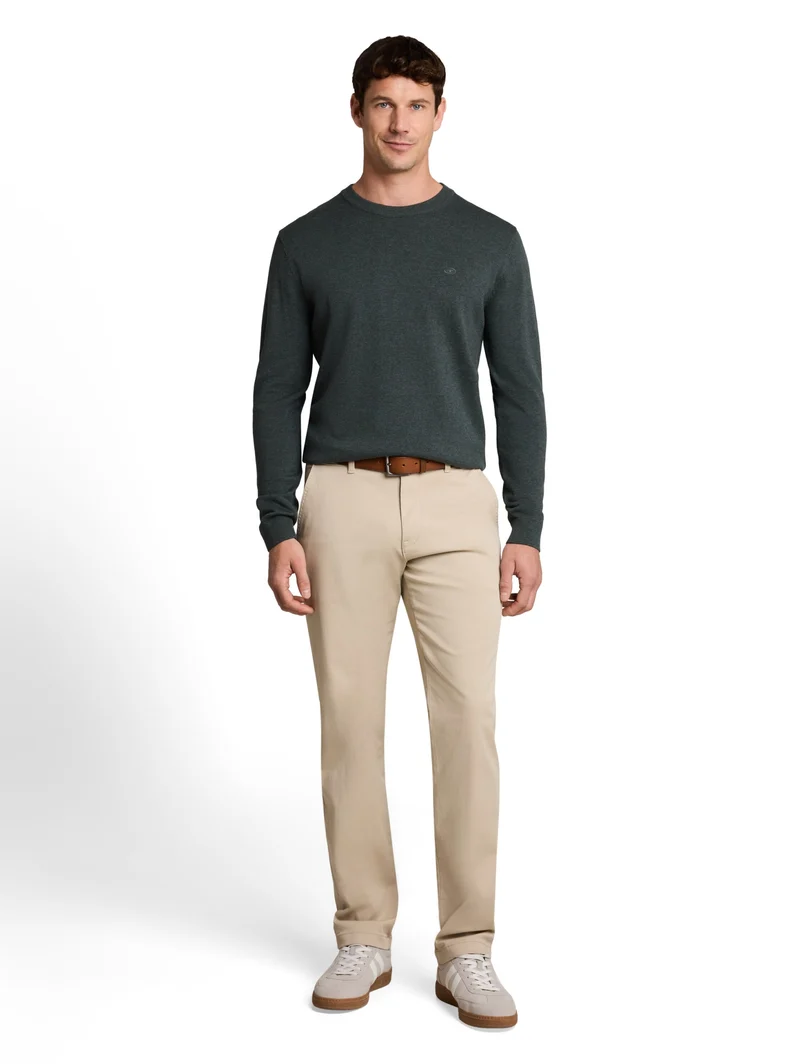 basic crewneck knit, darkest olive melange