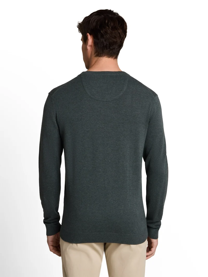 basic crewneck knit, darkest olive melange