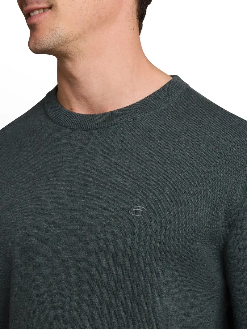 basic crewneck knit, darkest olive melange