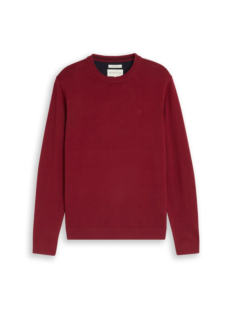 basic crewneck knit, carlet red melange