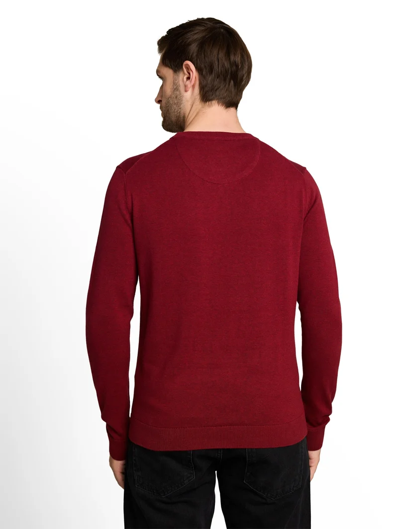 basic crewneck knit, carlet red melange