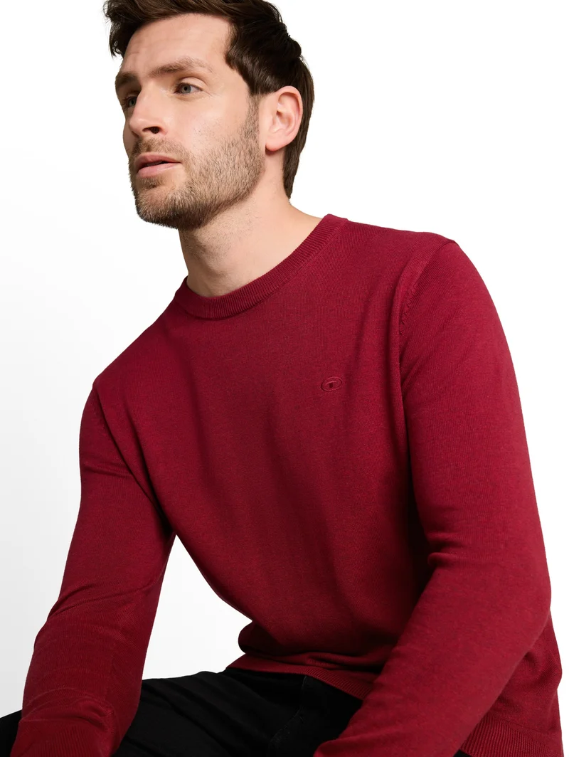 basic crewneck knit, carlet red melange