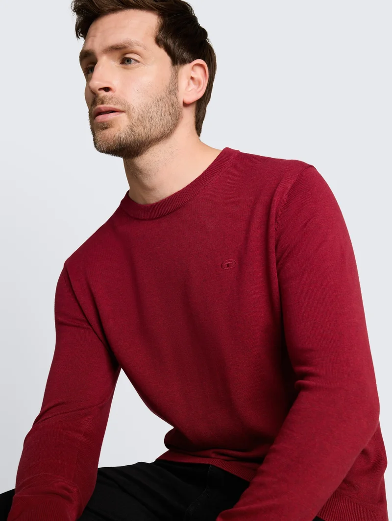 basic crewneck knit, carlet red melange