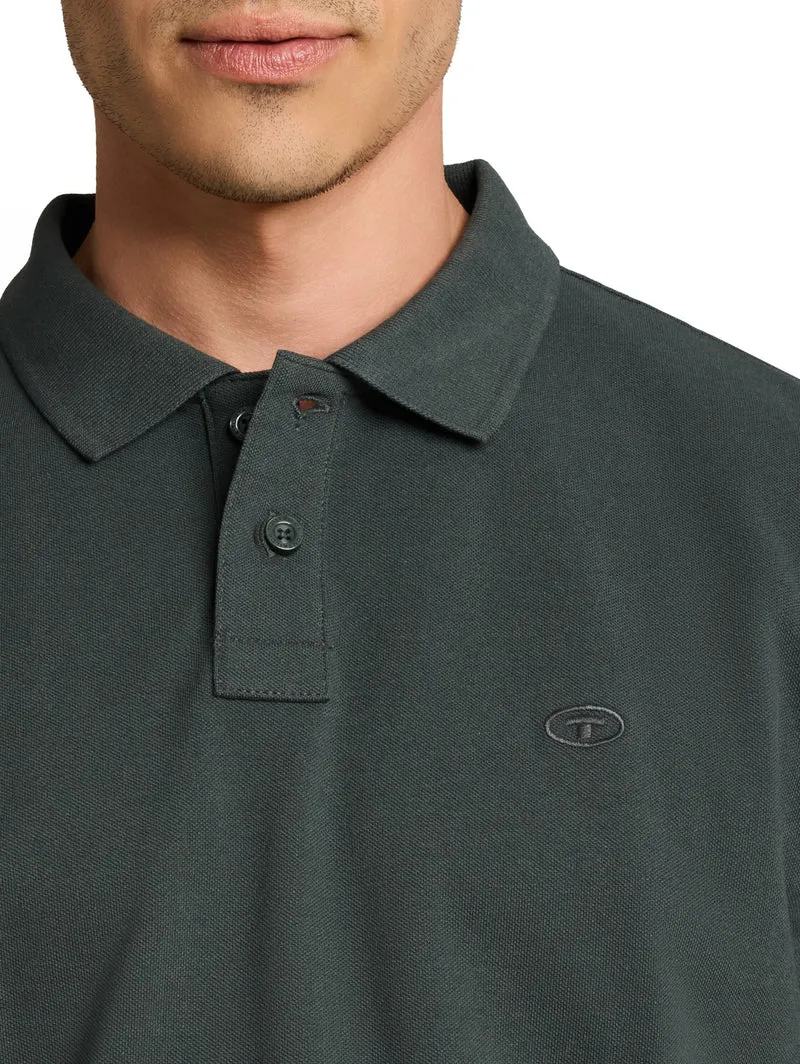basic longsleeve polo, Darkest Olive