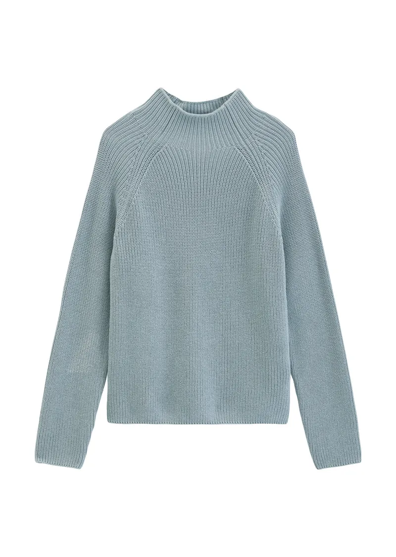 Pullovers, LSL, Stand-Up Collar, Glacial Blue