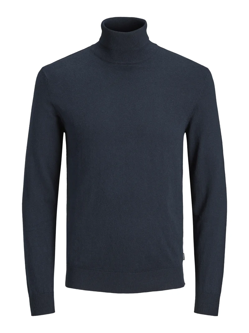 JJEEMIL KNIT ROLL NECK NOOS, Navy Blazer