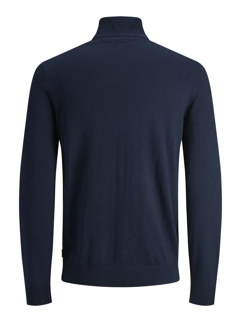 JJEEMIL KNIT ROLL NECK NOOS, Navy Blazer