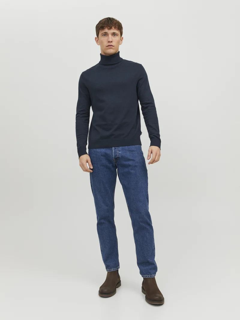 JJEEMIL KNIT ROLL NECK NOOS, Navy Blazer
