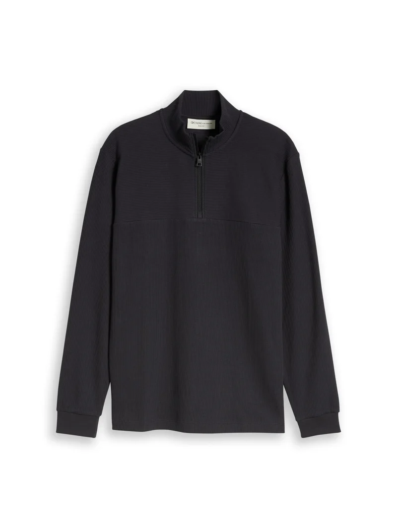 structured stand up zipper lon, coal grey