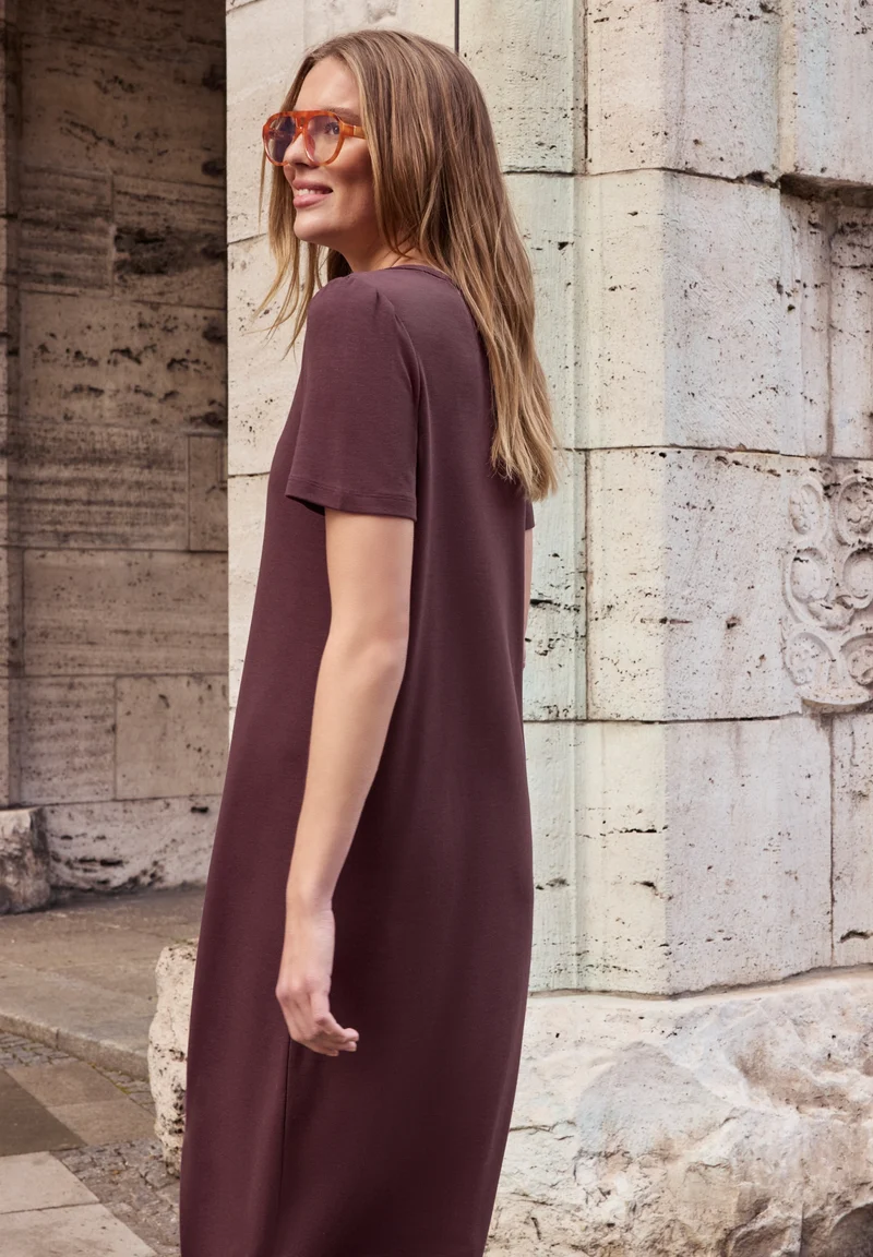 T-Shirt Dress w. puffed sleeve, very berry