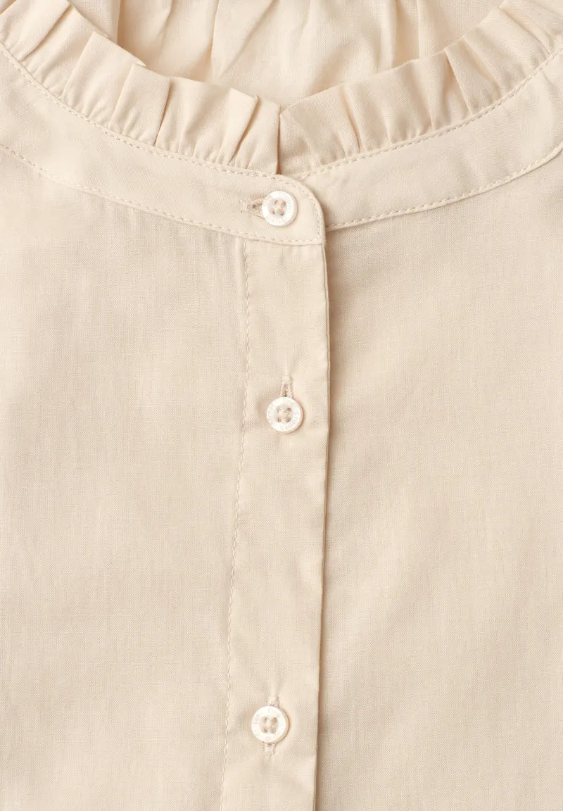 Buttoned frill collar blouse w, stone sand