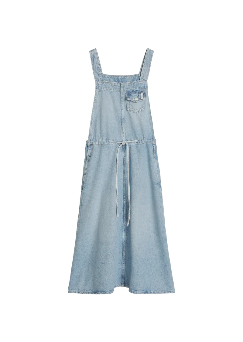 Denim Dungaree Dresses, Midi Length, Light Blue_Multi_63