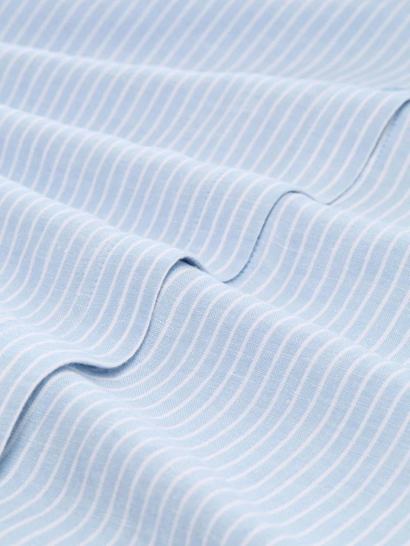 dress linen with belt, fjord blue irregular stripe