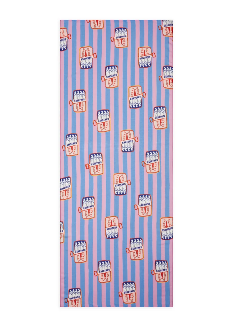 PRINTED SCARF MODAL/COTTON SADRINES STRIPES blau-70X180CM, blau