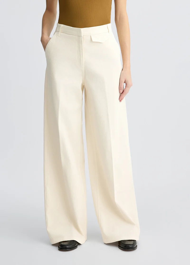 White Wide-Leg Trousers