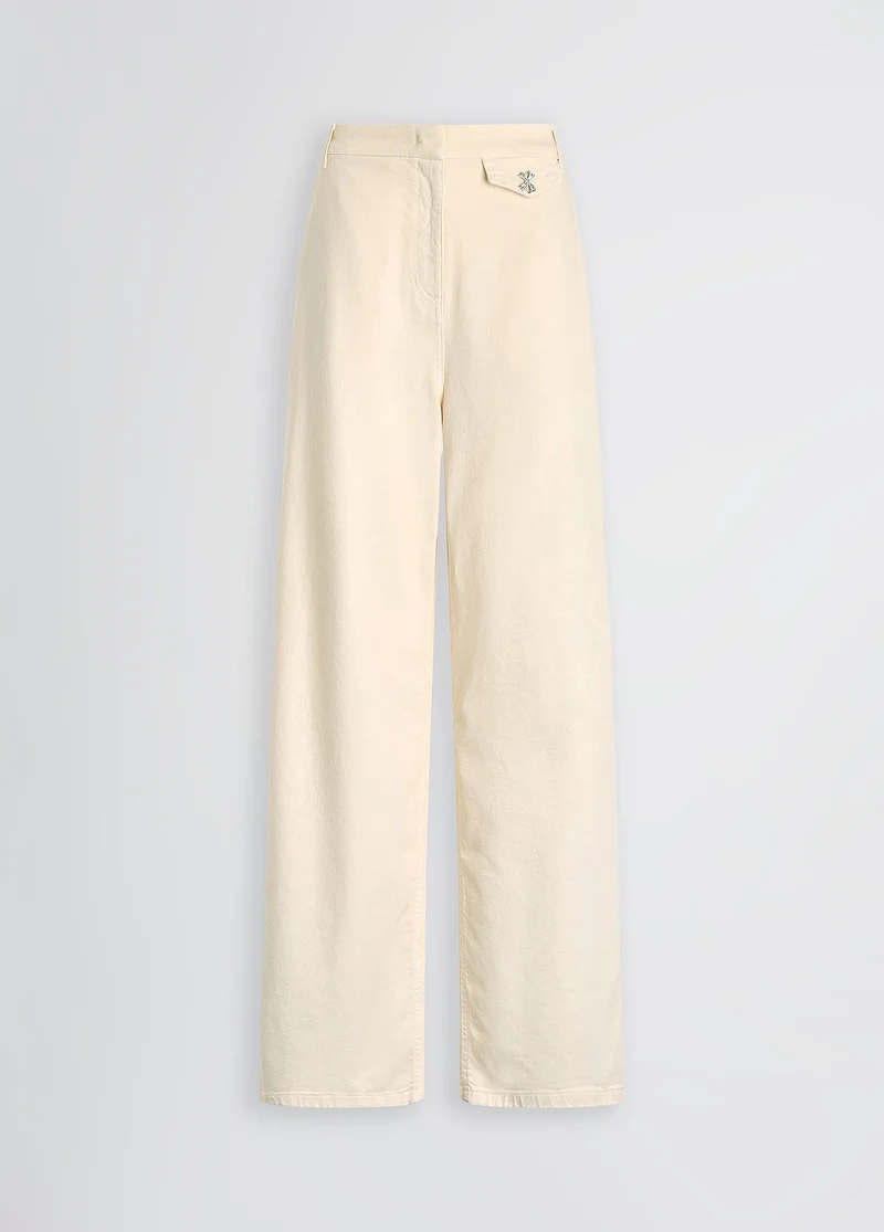 White Wide-Leg Trousers