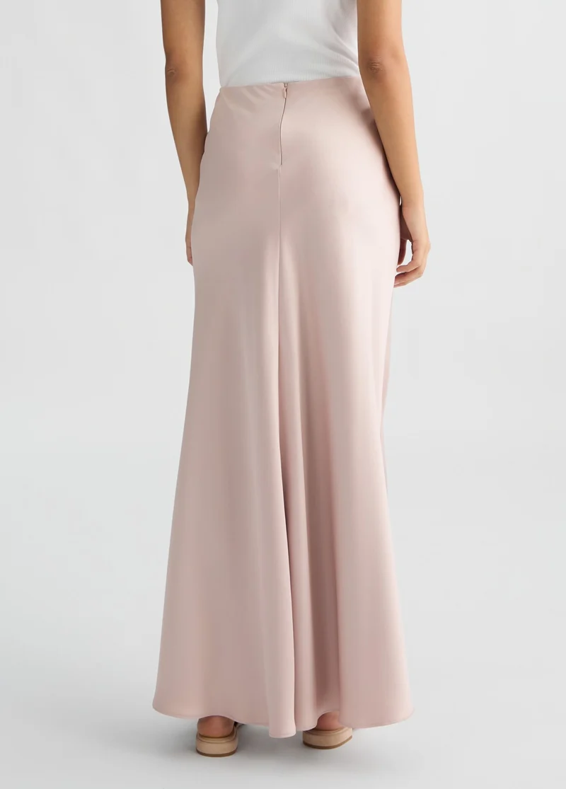 Long Pink Satin Skirt