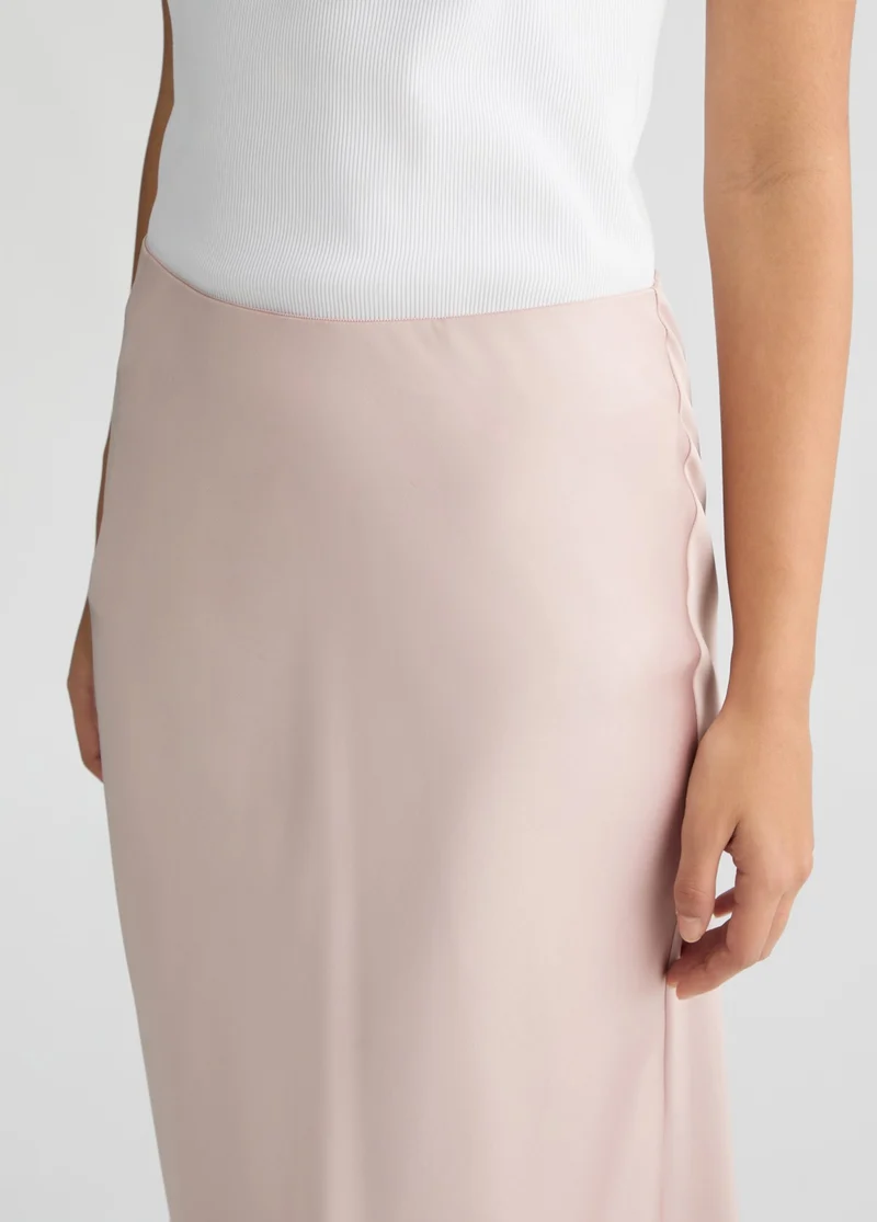 Long Pink Satin Skirt