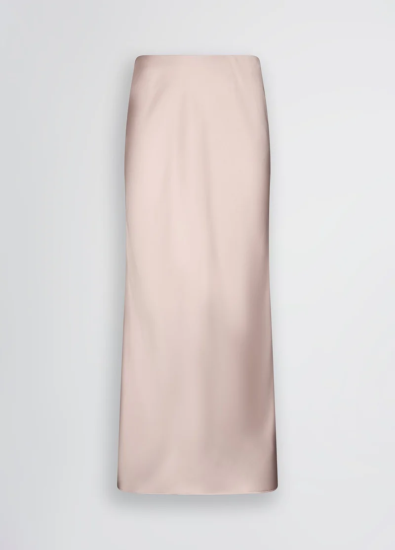 Long Pink Satin Skirt