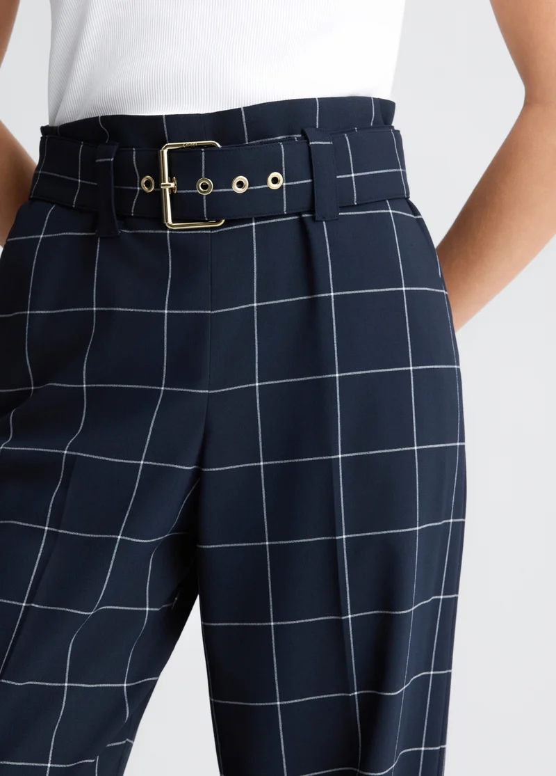 High-Rise Check Trousers