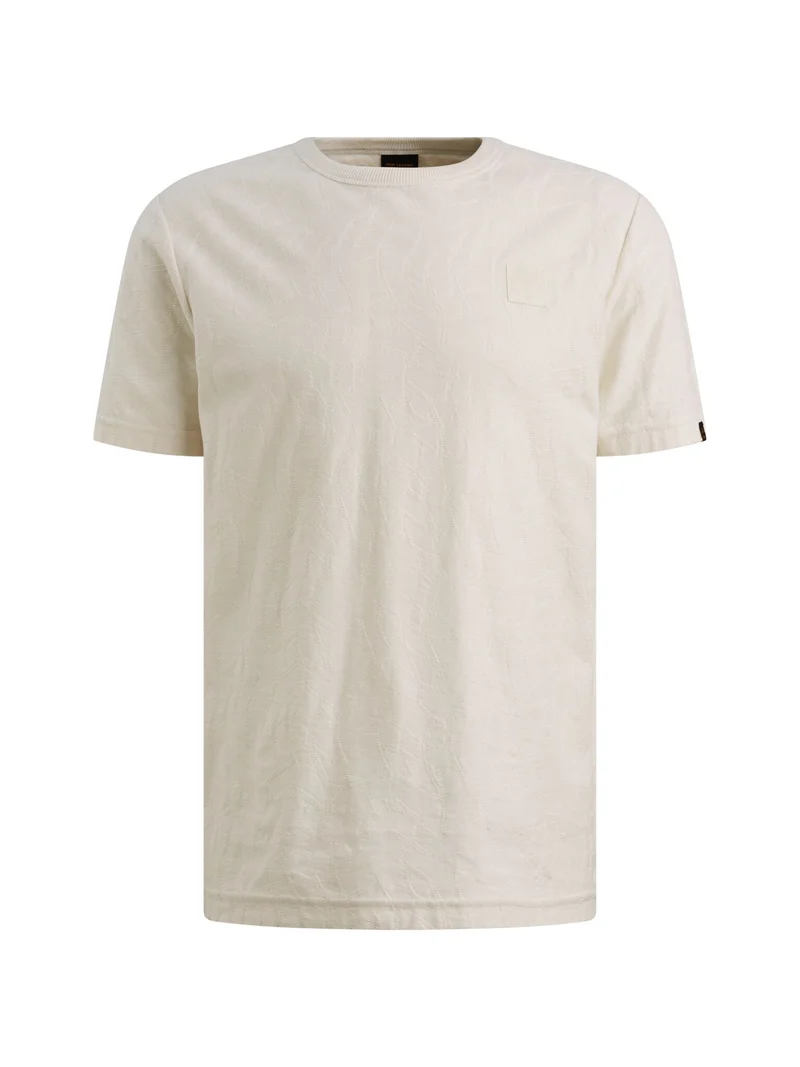Short sleeve r-neck jacquard jerse, Egret
