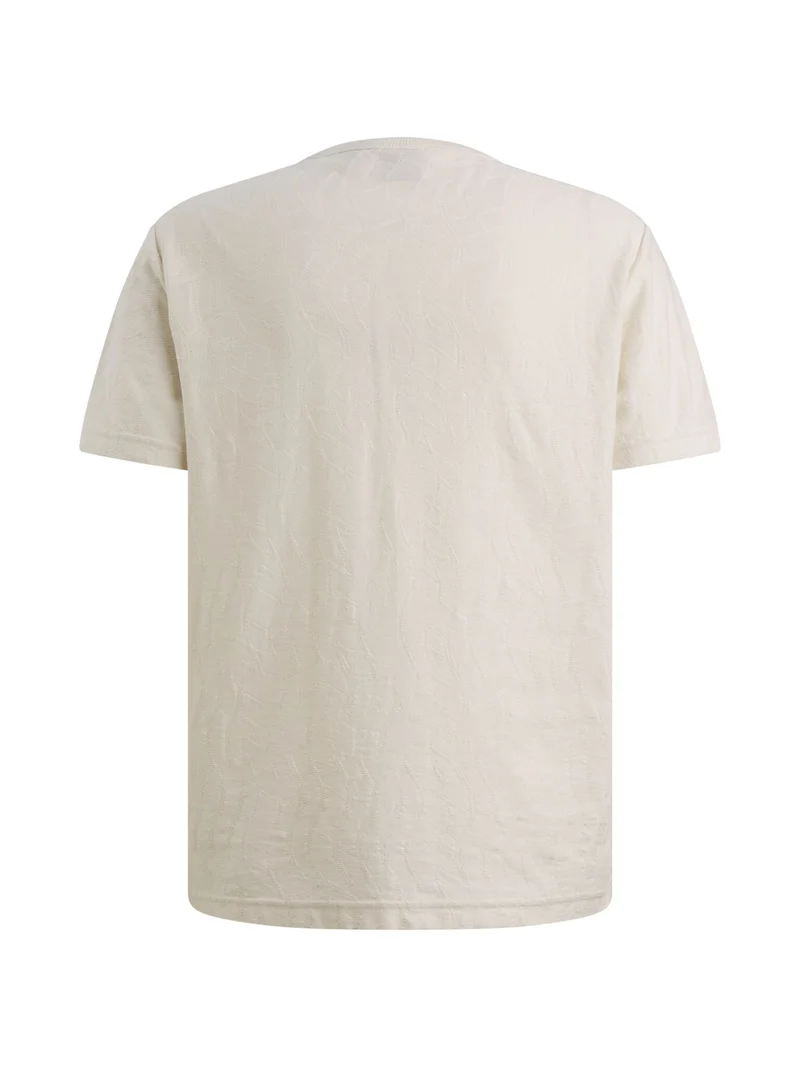 Short sleeve r-neck jacquard jerse, Egret
