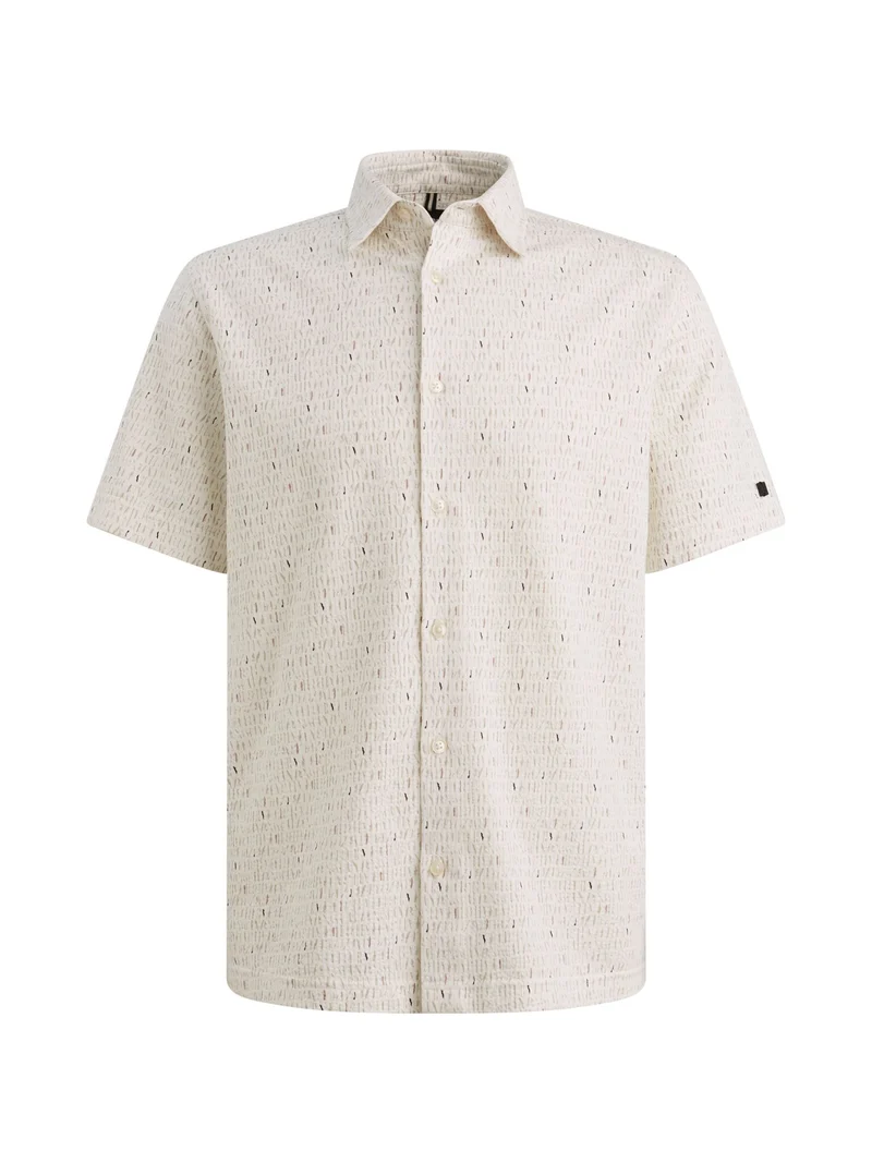 Short Sleeve Shirt Print on Seersu, Cloud Dancer