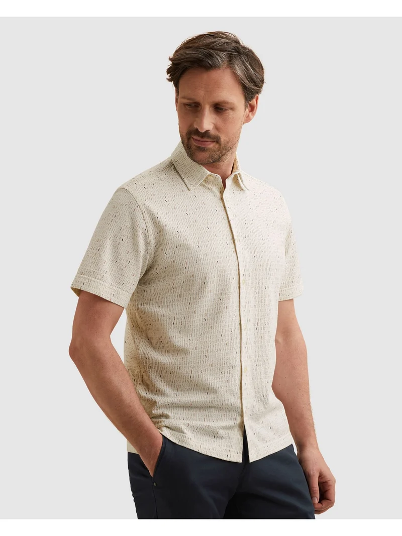 Short Sleeve Shirt Print on Seersu, Cloud Dancer