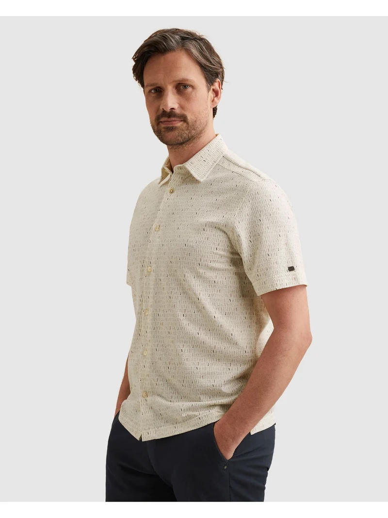 Short Sleeve Shirt Print on Seersu, Cloud Dancer