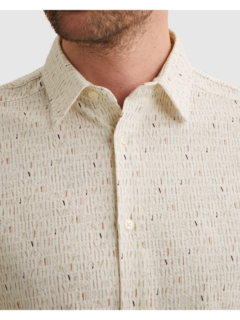Short Sleeve Shirt Print on Seersu, Cloud Dancer