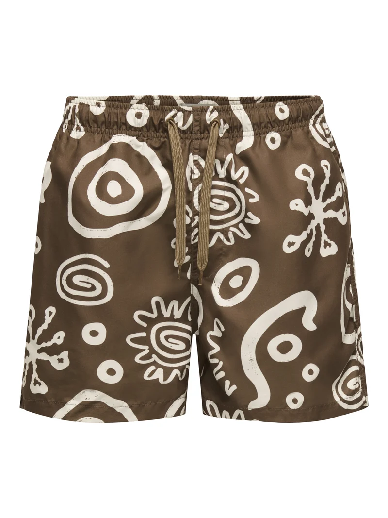 ONSPRINT PACK SWIM SHORT AOP, Cappuccino