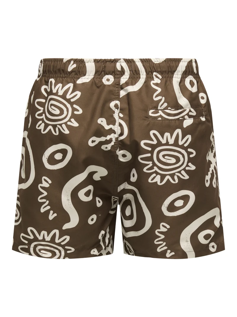 ONSPRINT PACK SWIM SHORT AOP, Cappuccino